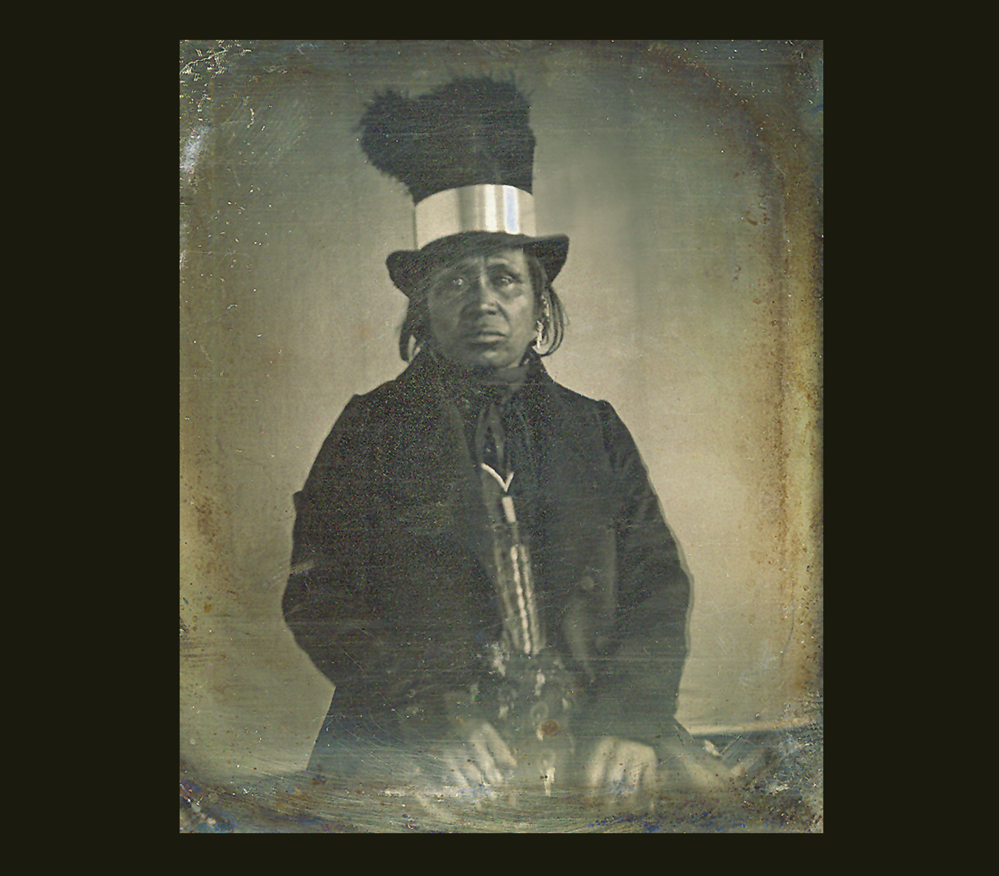 Historic daguerreotype of Menominee Chief Oshkosh
