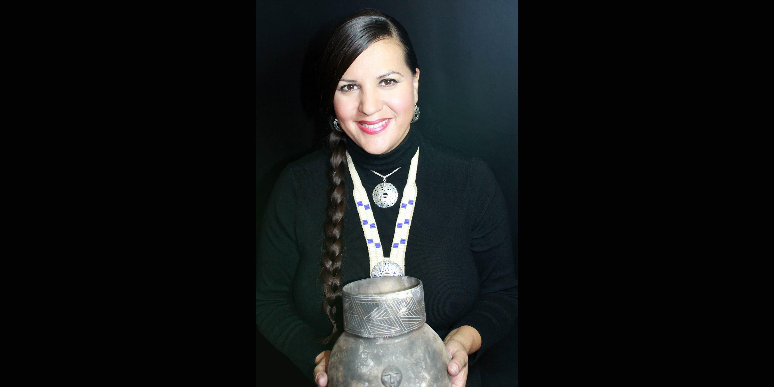 Featured Contemporary Native American artist (Jennifer M. Stevens) with their pottery